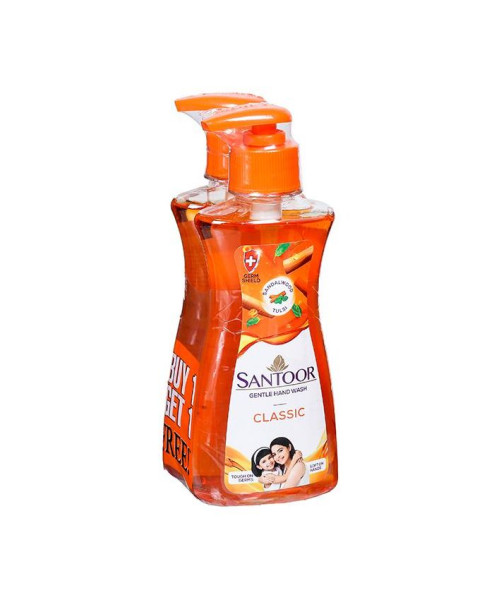 Santoor Classic Sandalwood & Tulsi Gentle Handwash, 200 ml (Buy 1 Get 1 Free)